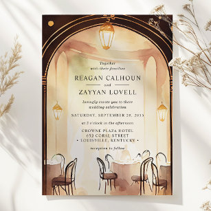 Gatsby 1920s Glamour Archway Watercolor Wedding Invitation