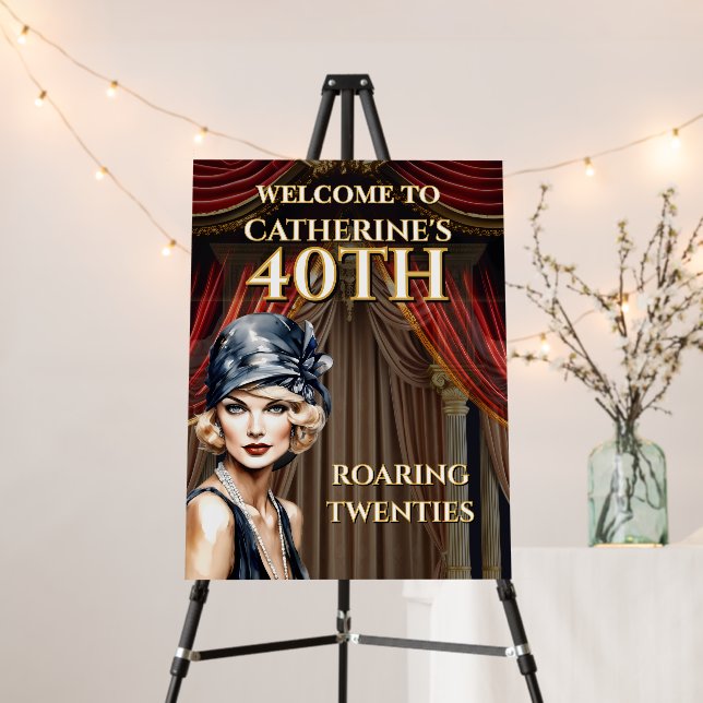 Gatsby 40th Birthday Party Invitation Foam Board (In Situ (Stand))