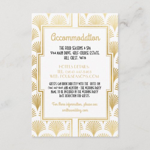 Gatsby Art Deco 1920s Accommodation Wedding Fan Enclosure Card