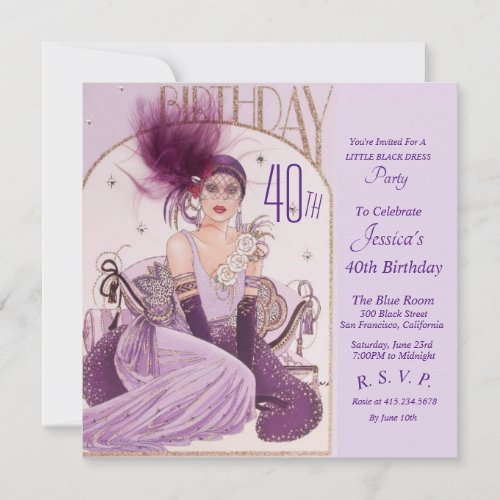 Gatsby Art Deco 40TH Birthday Party Invitations