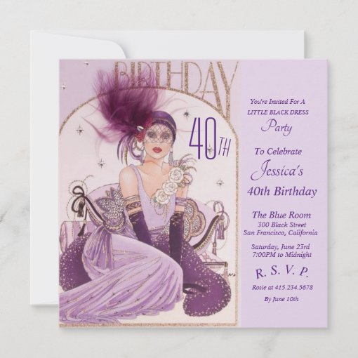 Gatsby Art Deco 40TH Birthday Party Invitations | Zazzle