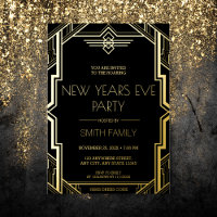 Gatsby Art Deco Black and Gold New Years Eve Party