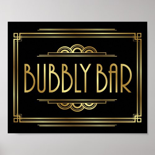 Gatsby Art Deco BUBBLY BAR Sign Print