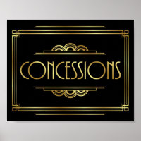 Gatsby Art Deco CONCESSIONS Sign Print