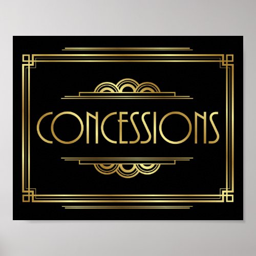 Gatsby Art Deco CONCESSIONS Sign Print