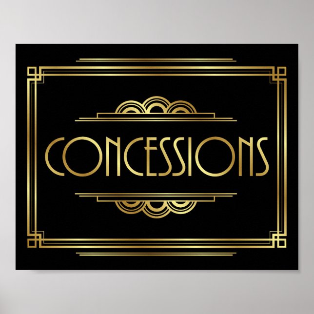 Gatsby Art Deco CONCESSIONS Sign Print (Front)