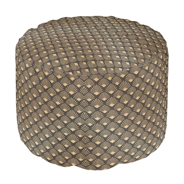 Gatsby Art Deco Fan Pattern Pouf (Angled Front)