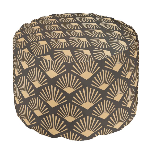 Gatsby Art Deco Fan Pattern Pouf (Angled Front)