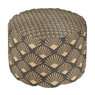 Gatsby Art Deco Fan Pattern Pouf