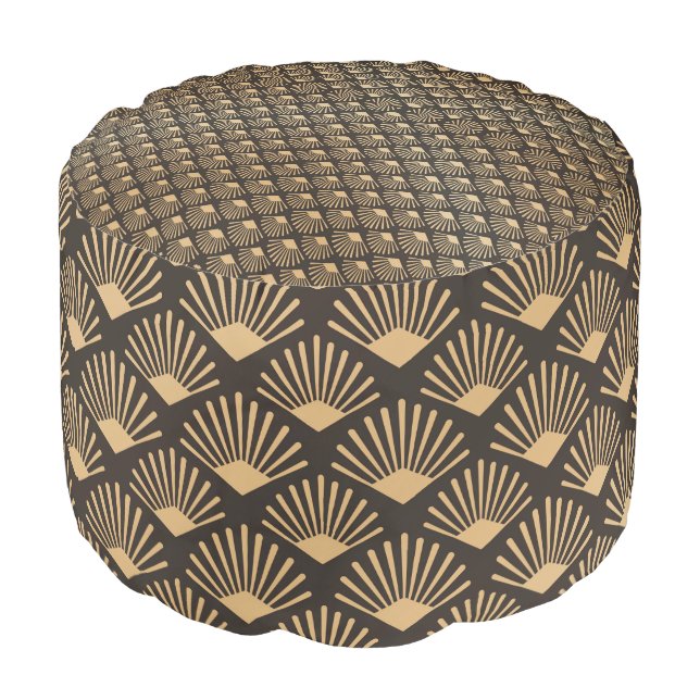Gatsby Art Deco Fan Pattern Pouf (Angled Front)