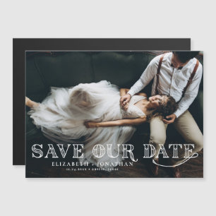 Gatsby Art Deco Lettering Photo Save the Date Magnetic Invitation