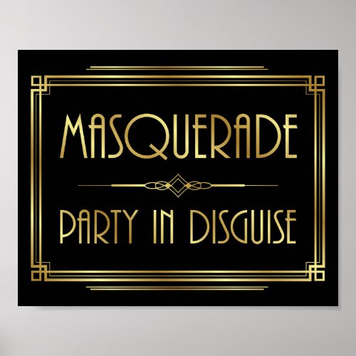 Gatsby Art Deco MASQUERADE Sign Print