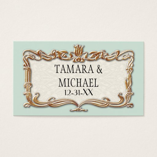 Customizable Gatsby Art Deco Nouveau Lace Faux Gold Tulip Business Cards