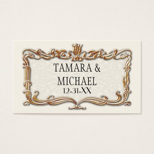 Customizable Gatsby Art Deco Nouveau Lace Faux Gold Tulip Business Card Templates