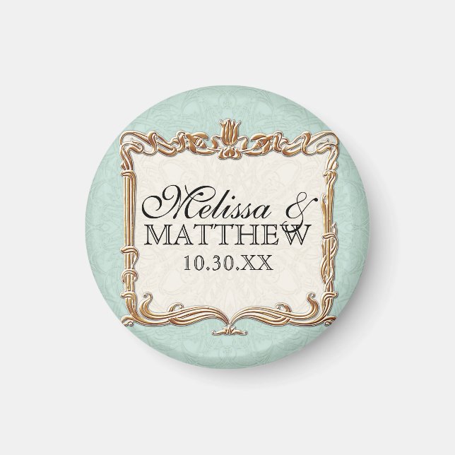 Gatsby Art Deco Nouveau Lace Faux Gold Tulip Magnet (Front)