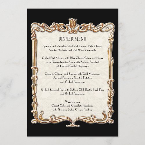 Gatsby Art Deco Nouveau Lace Faux Gold Tulip Menu