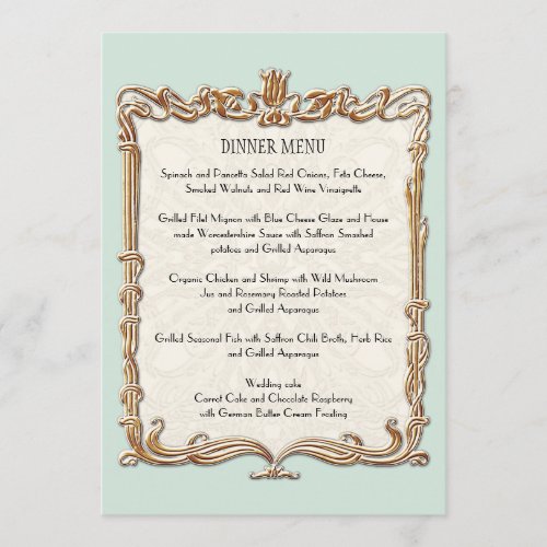 Gatsby Art Deco Nouveau Lace Faux Gold Tulip Menu