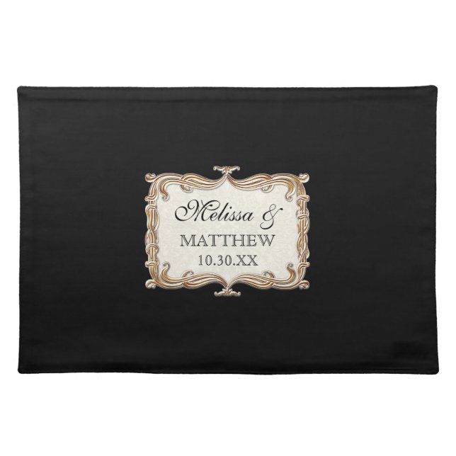 Gatsby Art Deco Nouveau Lace Faux Gold Tulip Placemat (Front)
