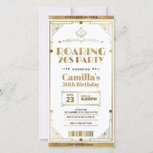 Gatsby Art Deco Roaring 20s Ticket Invitation