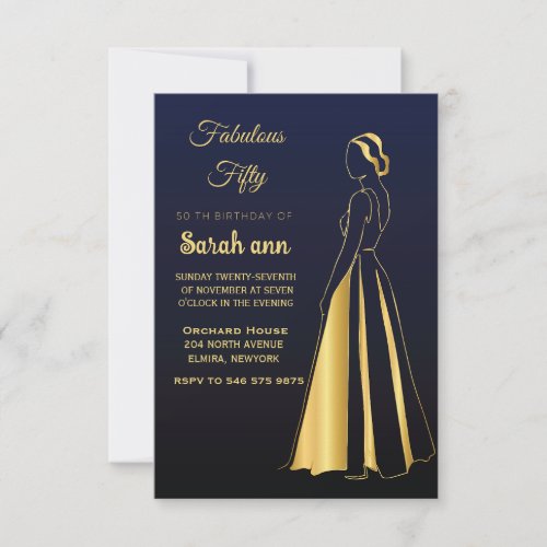 Gatsby Art Deco Style 50th Bday invitation 