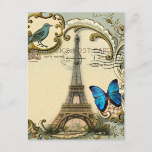 gatsby art deco swirls Vintage paris eiffel tower Postcard