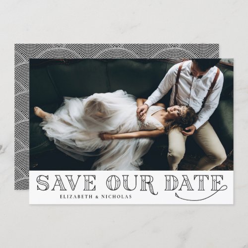 Gatsby Art Deco Typography Black Save the Date