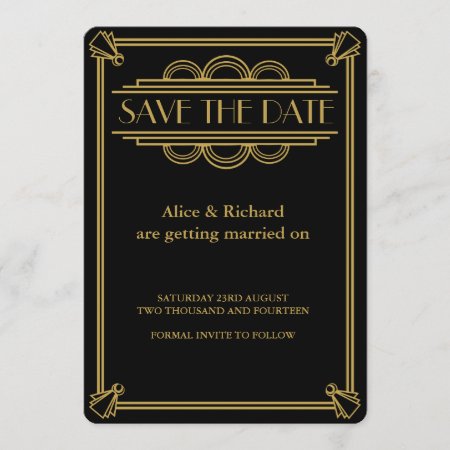 Gatsby Art Deco Wedding Save The Date Invitation