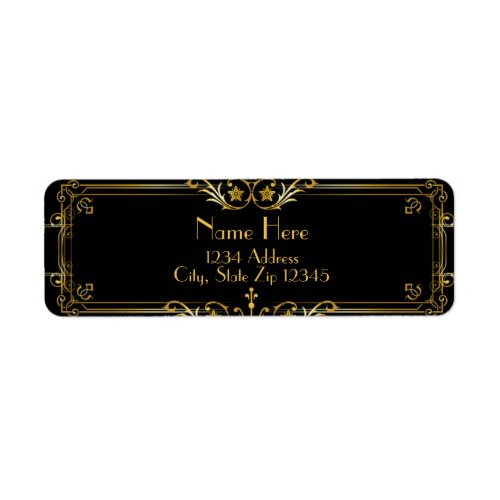 Gatsby Black and Gold Address Label