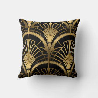 Gatsby - Black and Gold Art Deco Throw Pillow