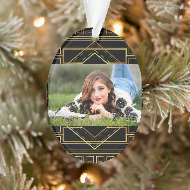 gatsby black and gold geometric pattern art deco ornament (Tree)