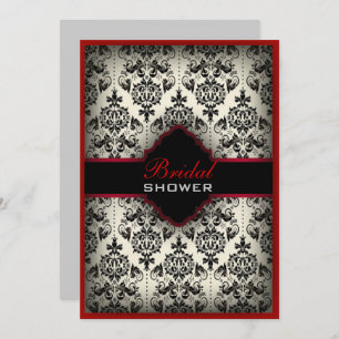 Gatsby black white damask paris bridal Shower Invitation
