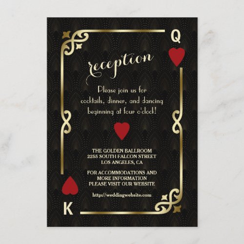 Gatsby Casino Las Vegas Poker Wedding Reception Enclosure Card