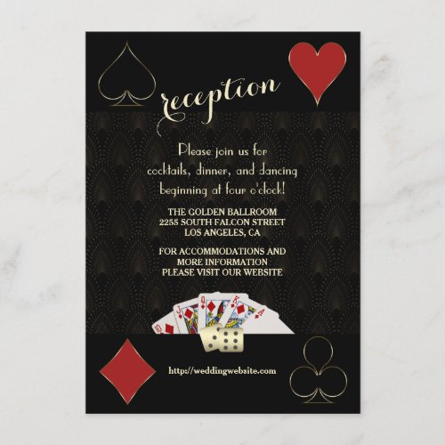 Gatsby Casino Las Vegas Poker Wedding Reception Enclosure Card