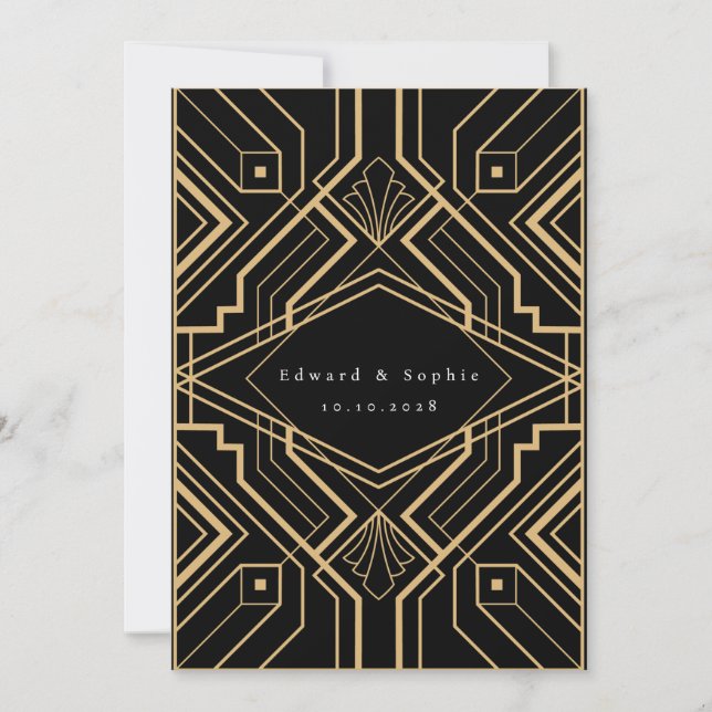 Gatsby Effect Wedding Save the Date Invitation (Front)