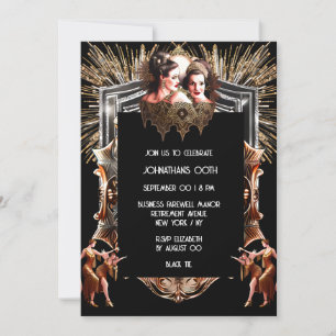 Gatsby fireworks flapper girls celebration chic invitation