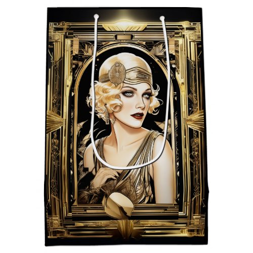 Gatsby flapper girl blonde hair 1920s party medium gift bag