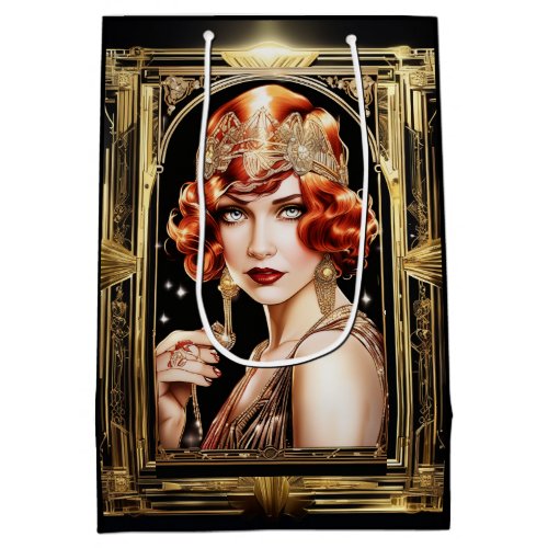 Gatsby flapper girl redhead 1920s party medium gift bag