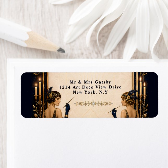 Gatsby flapper girls 1920's theme wedding editable label (Insitu)