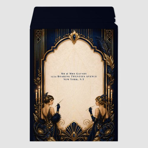 Gatsby flapper girls elegant 1920's theme envelope mailers