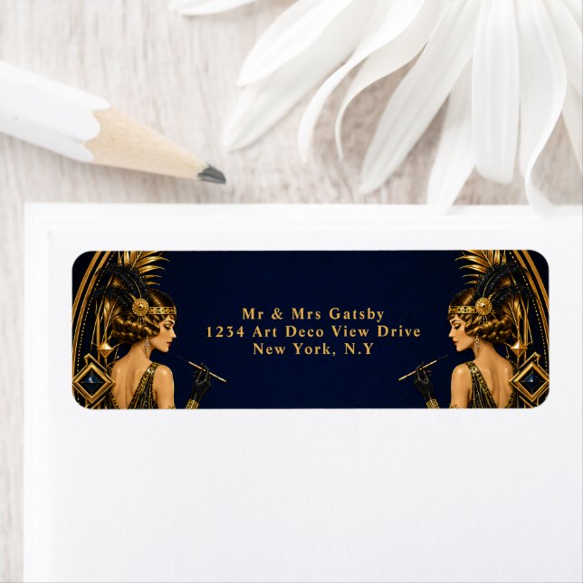Gatsby flapper girls elegant theme wedding  label (Insitu)