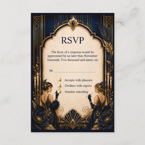 Gatsby flapper girls roaring twenties rsvp enclosure card
