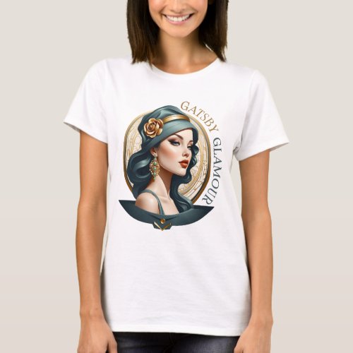 Gatsby Glamour 1920s Vintage Woman T_Shirt