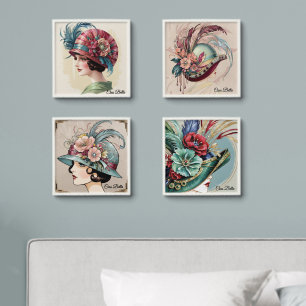 Gatsby Glamour Floral Hat Lady Peel And Stick Photo Tile