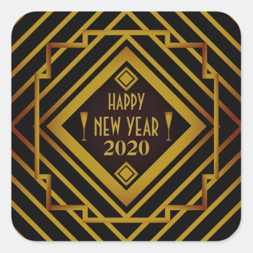 Gatsby Gold 1920s Happy New Year Square Sticker
