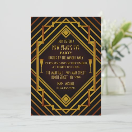 Gatsby Gold 1920s New Year Party Invitation