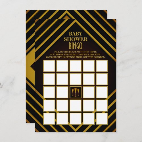 Gatsby Gold 2020s Baby Shower Bingo Card