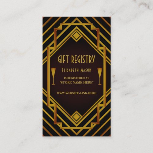 Gatsby Gold 2020s Baby Shower Gift Registry Enclosure Card