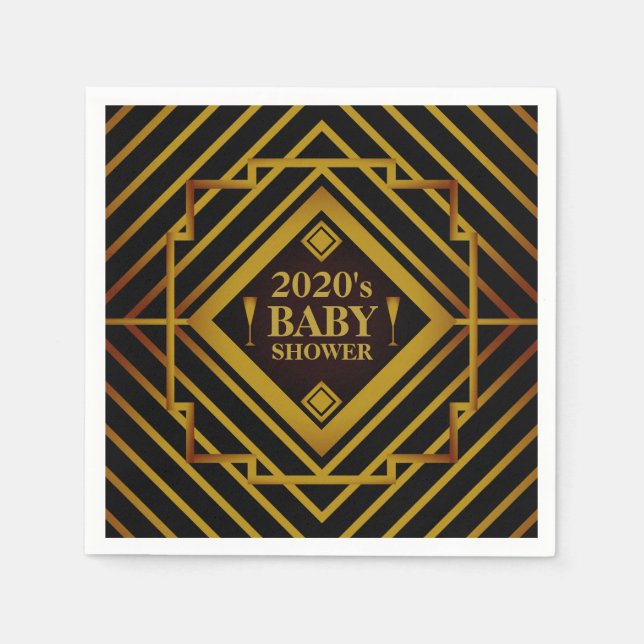 Gatsby Gold 2020's Baby Shower Napkins (Front)