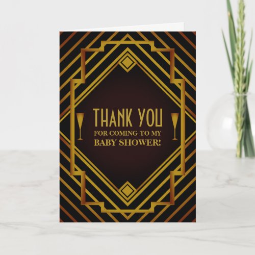 Gatsby Gold 2020s Baby Shower Thank You Card