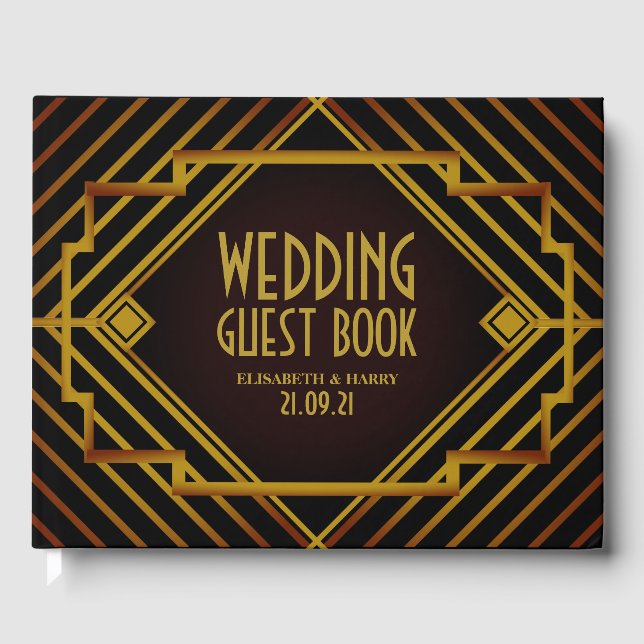 Gatsby Gold 2020's Wedding Guest Book (Front)